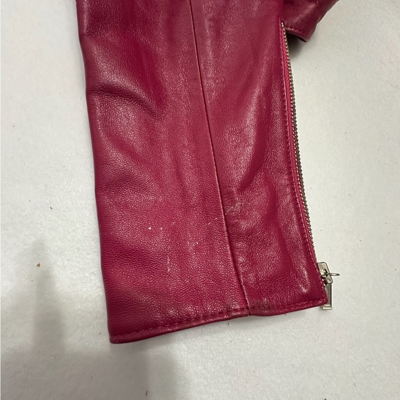 Id. Collection Pink Leather Moto Jacket Vintage Women Size 8 FLAWED - SEE NOTES - Picture 9 of 13